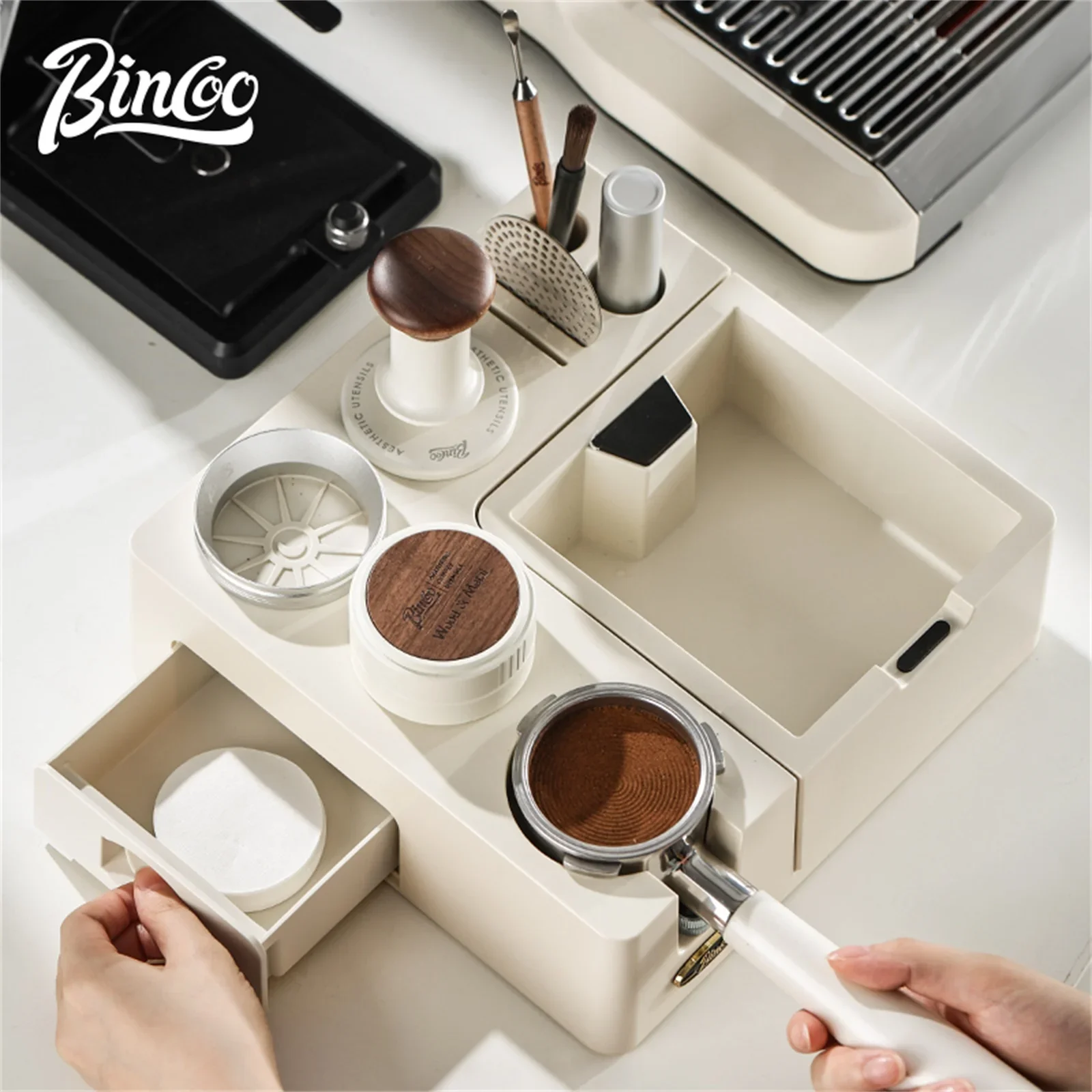

Bincoo Coffee 51mm-58mm Tamper Station Portafilter Holder For Delonghi Breville Espresso Mat Distributor Holder Barista Tools
