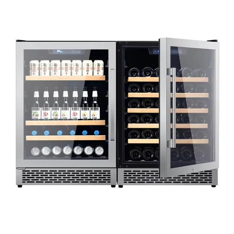 48 Bottles Drink Bar Refrigerator Kitchen Wine Refrigerator 2 Glass Door Wine Beer Cooler Refrigerator