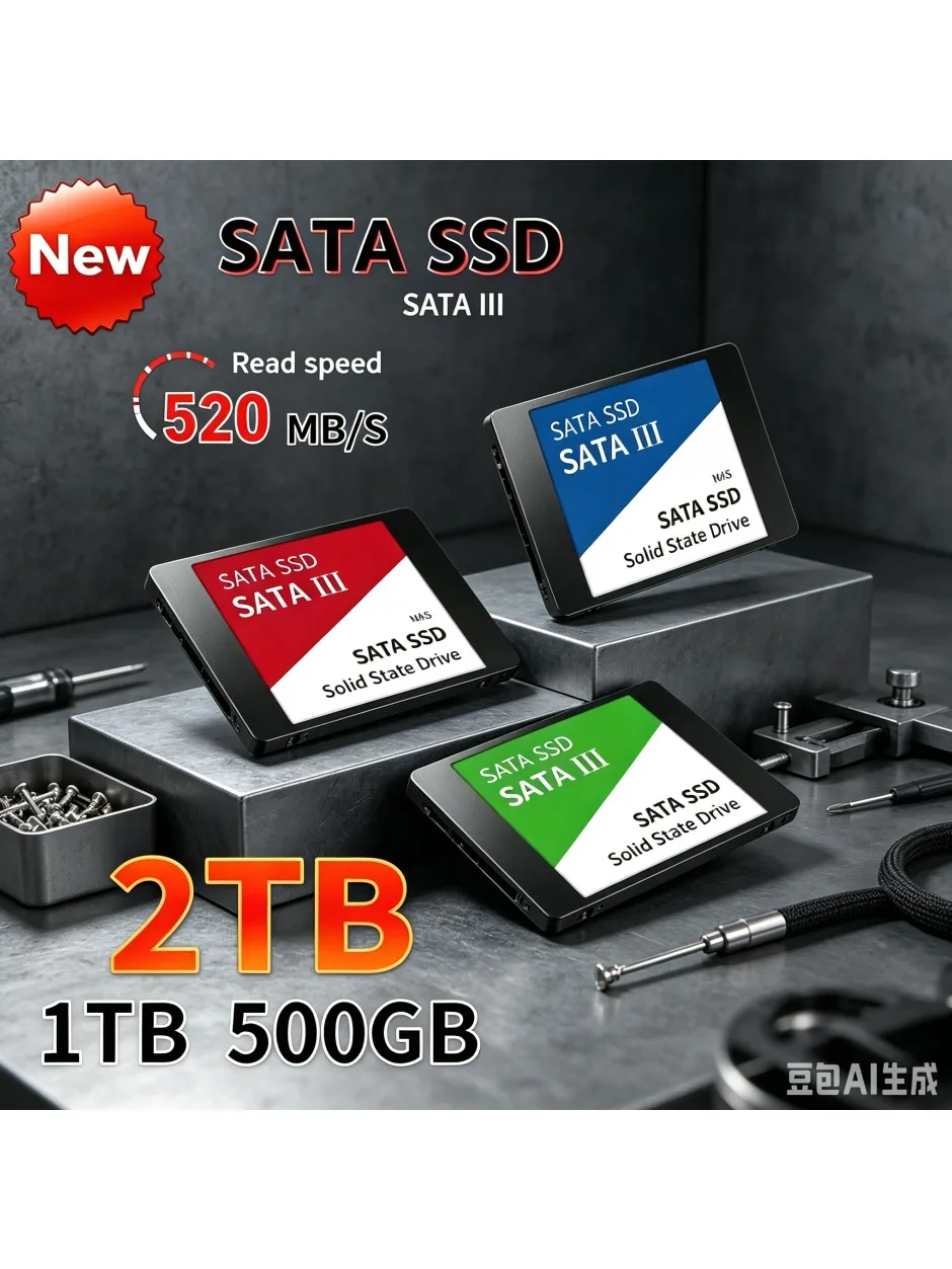 Original Solid State Drive 1TB Hochgeschwindigkeits-SSD-Festplatte, SATA3 2,5 Zoll Interne SSD-Laufwerk TLC 500MB/S für Laptop und Desktop