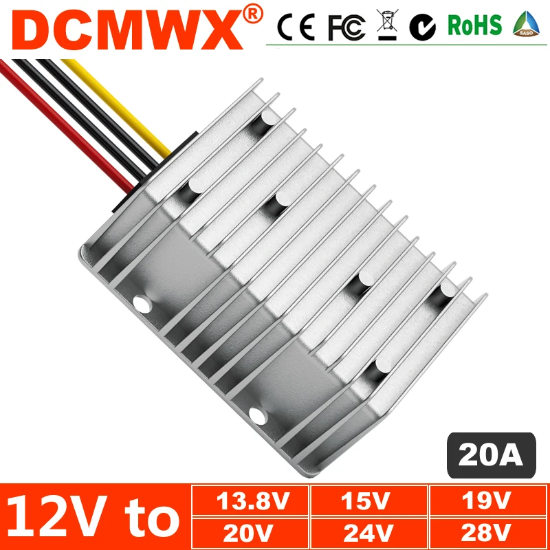 DCMWX 12v to 24V 13.8V 15V 19V 20V 28V 20A Step Up Non Isolated Boost Power Converter 12 volts to 24 volts Voltage Regulator DC