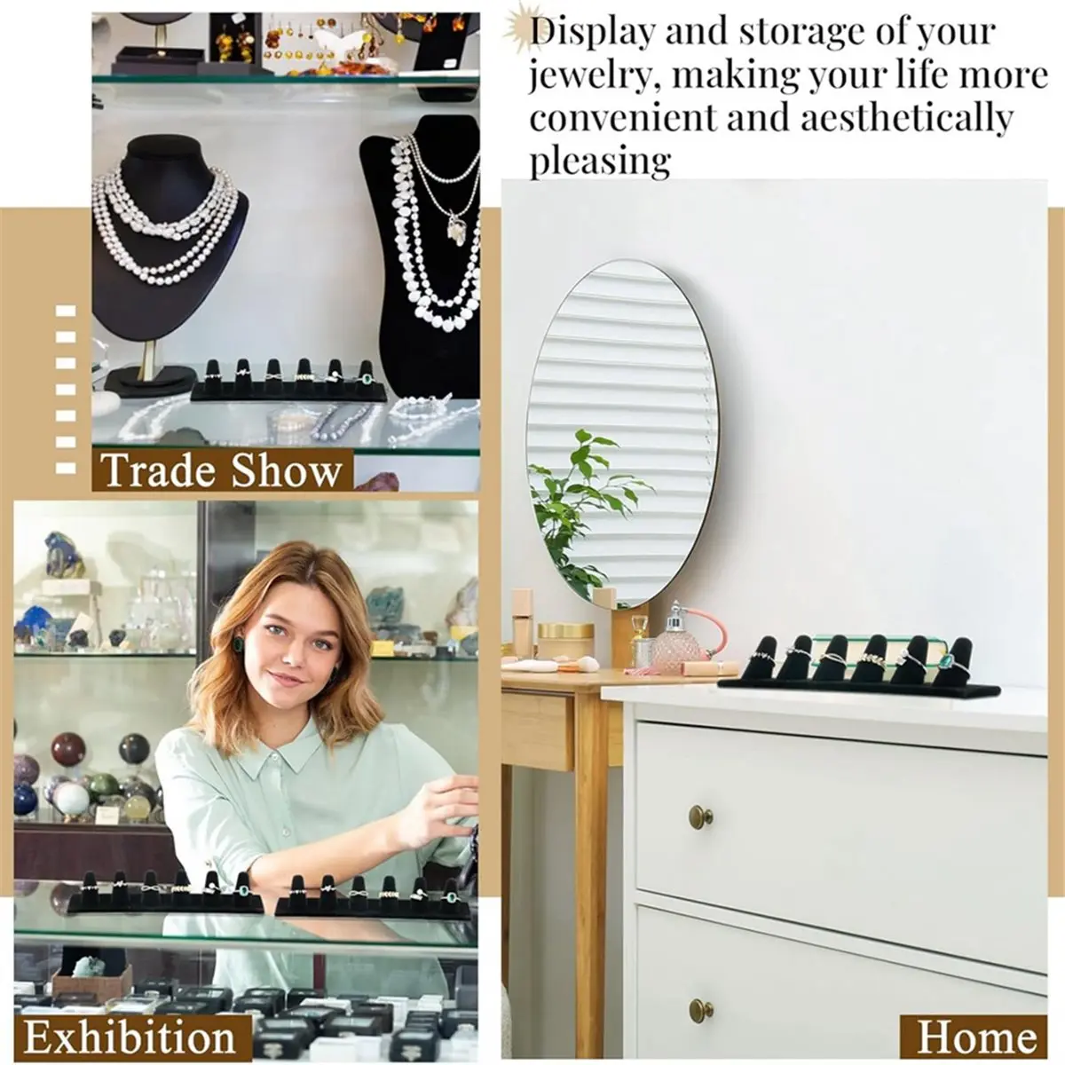 2 Pcs Black Velvet Ring Display, Ring Holder Display for Jewelry Stand, Ring Displays for Selling, Jewelry Display Stand