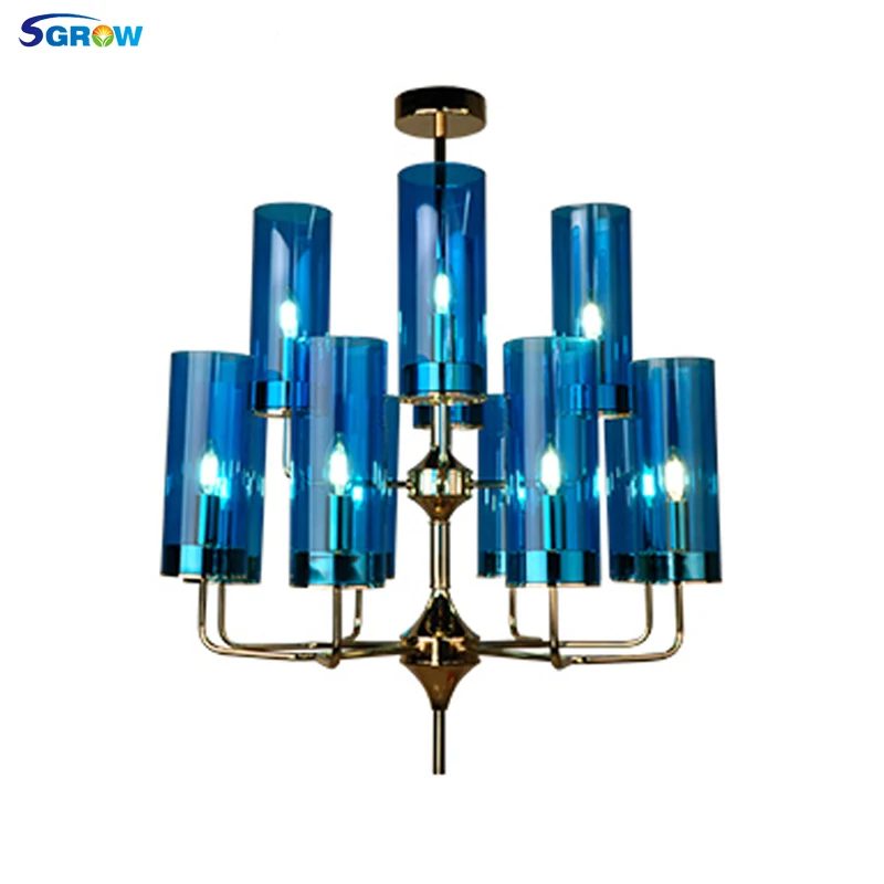 

SGROW Metal Body Glass Pipe Pendant Lights For Bedroom Living Room Dinning Room Lamp Modern Designer 6-15 Heads Light Lampara