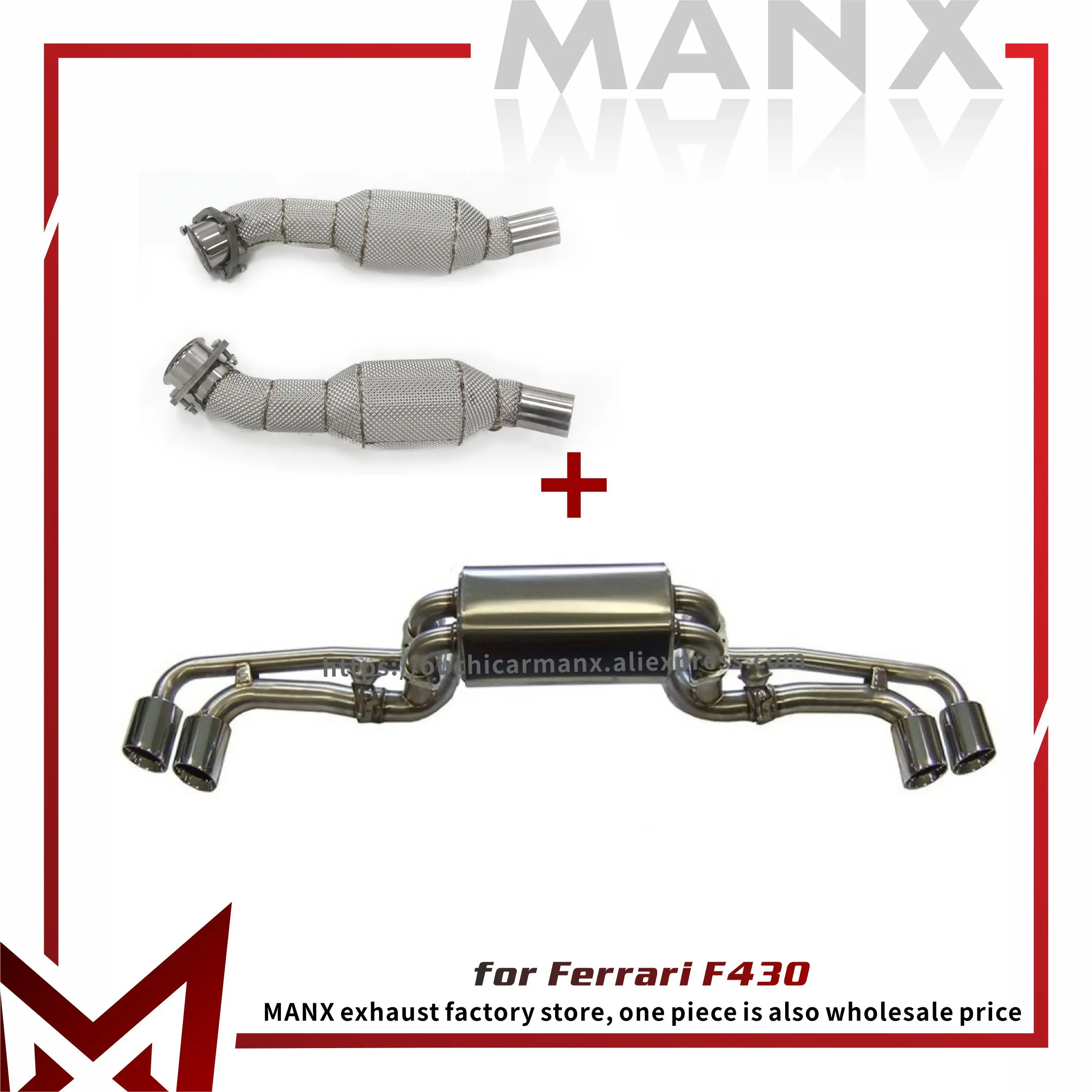 

MANX Catback for Ferrari F430 High quality Muffler SS Downpipe Exact Fit Catalytic Converter Exhaust pipe