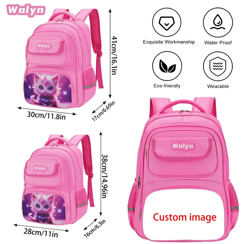 Multi-Compartment School Backpack,Cartoon Hello Kitty School bags for Girls,Large Capacity Children Backpack for Primary School