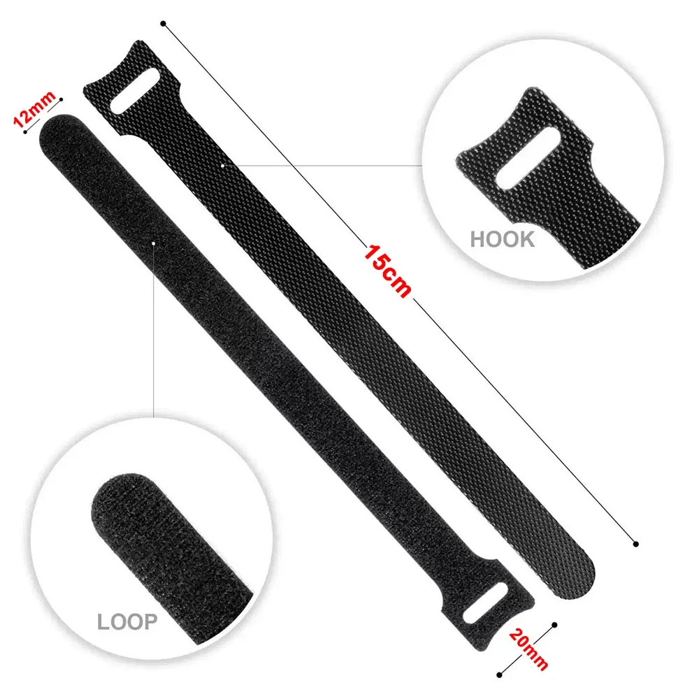 أسود قابل للتحرير كابل العلاقات النايلون حلقة وهوب السحابة الشريط الحبل الأشرطة منظم للأسلاك متعددة الأغراض تجميع التفاف التعادل #6