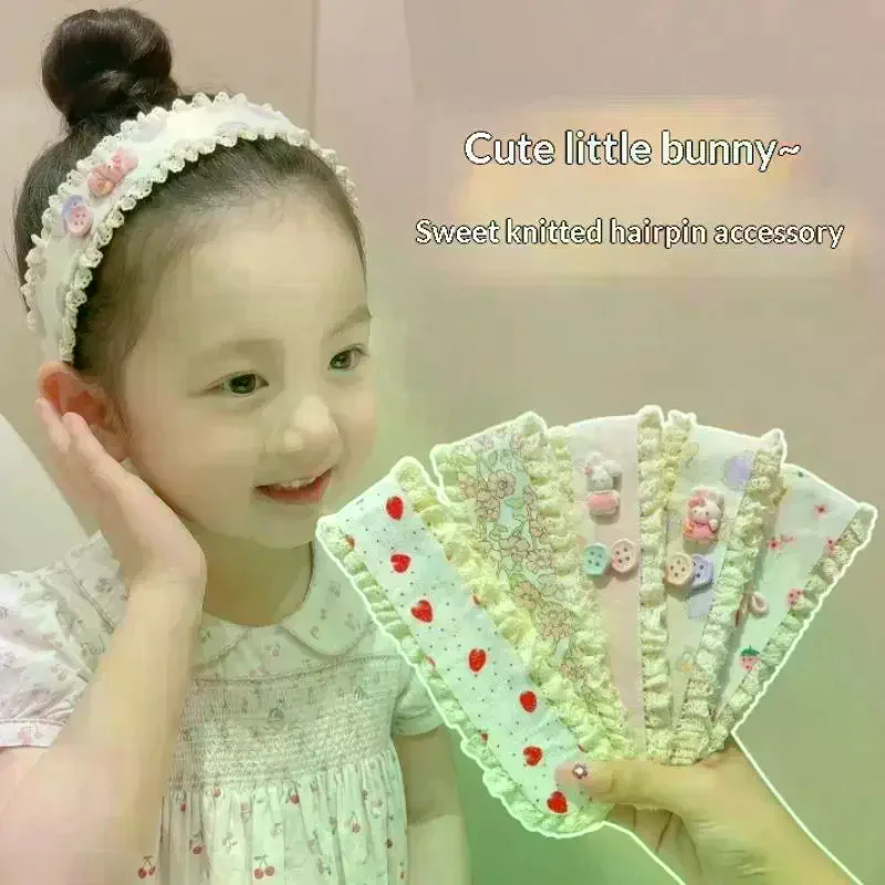 /HTF/Girl Broken Hair Bangs Floral Sticker Headband Girl Headgear Hair Band For Washing Face Hair Accessories Children