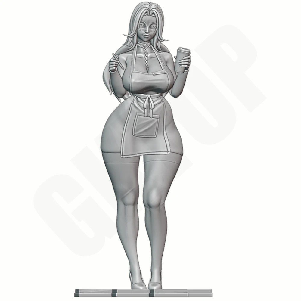 1/24 Scale NSFW Barista Apron Girl Grey Resin 3D Printed Statue Unassembled Unpainted DIY Miniature Model Kit Toy Collectible view 6