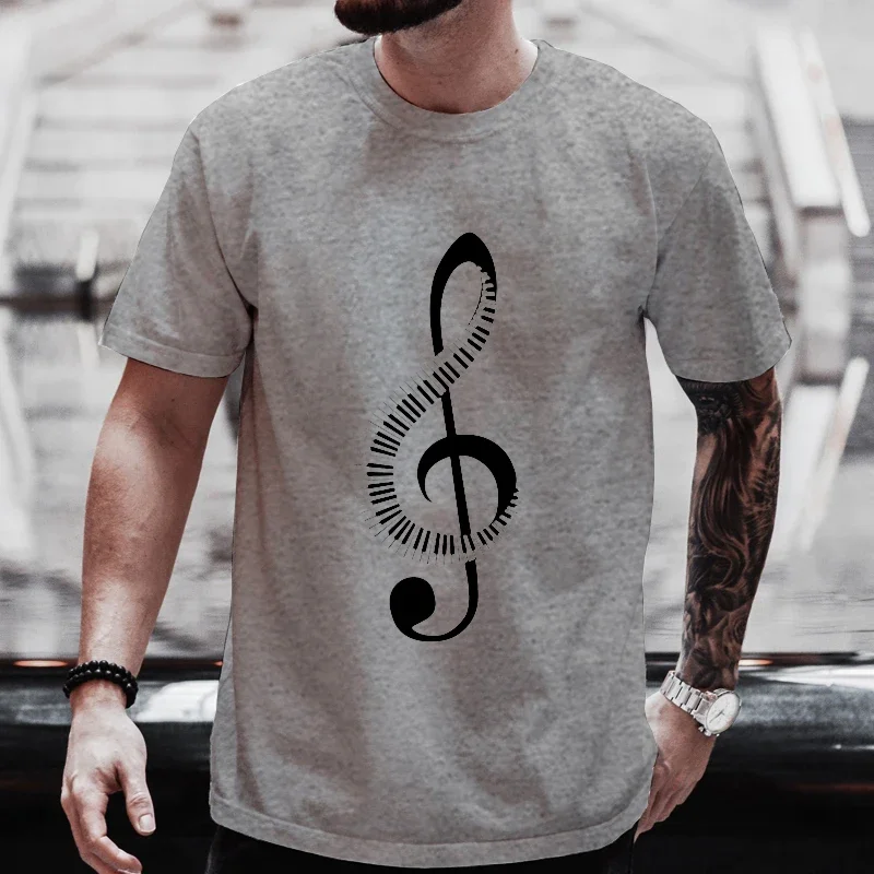 2024 T -Shirt Men Women Clothing Fashion T-Shirt Summer Short Sleeve Tee Tshirt Tops Piano Music Note T Shirt Fashion Casual Top