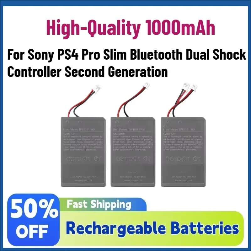 

High-Performance 1000mAh Battery Pack Replacement for Sony PS4 Pro Slim Bluetooth Dual Shock Controller Second Generation