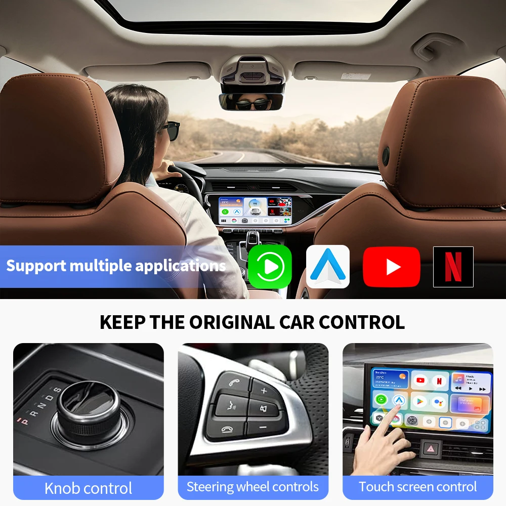 Exploter Applepie Plus CarPlay Ai Box Android13 4G+64G Wireless Android Auto Multimedia Box APP Player CarPlay Youtube Box