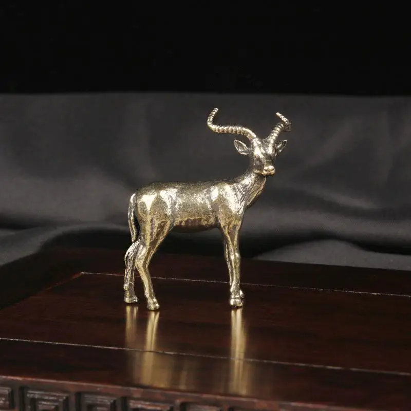 New Retro Brass Antelope Sculpture Vintage Animal Statue Tea Pet Decor Ornament For Home Office Collection Gift