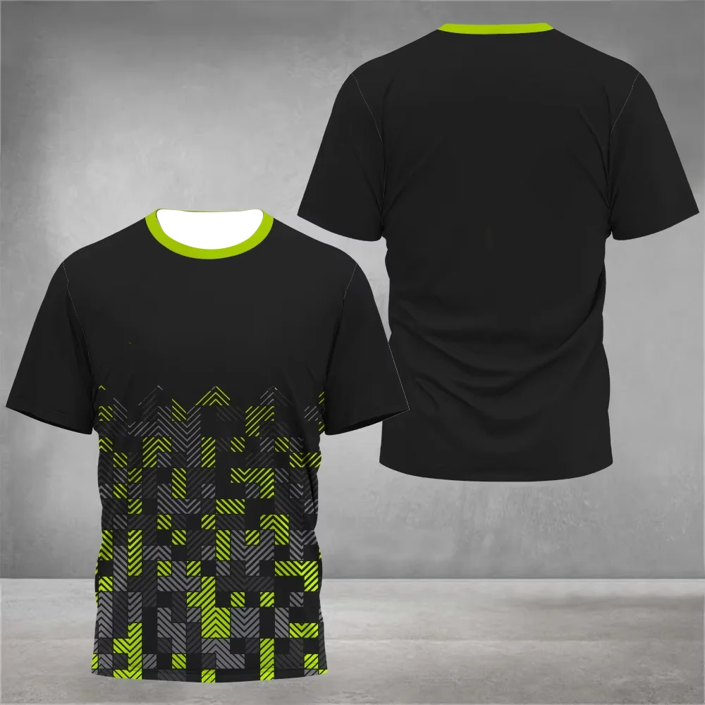 

Men's 3D Printed Floral Short Sleeved Summer Trendy Geometric Camouflage Gradient Casual Sports Breathable Loose Fitting Top
