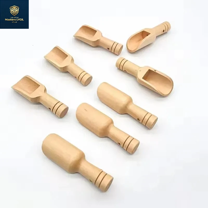 2026 New Mini Wooden Salt Spoon Scoop Retro Wooden Seasoning Spice Pepper Coffee Bean Spoon