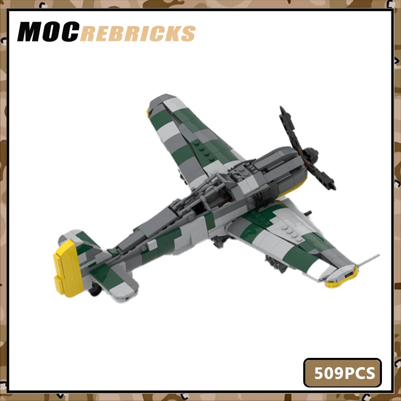 WW2 Military Weapons Series Mini Scale Germany FW 190 Fighter MOC Building Blocks Multirole Combat Airplane Bricks Toys for Gift