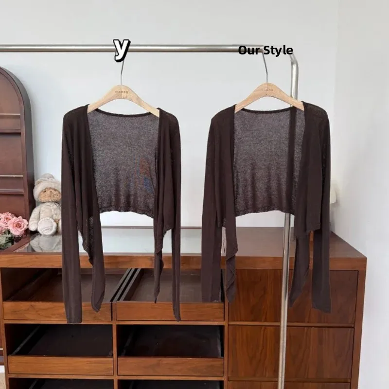 Romantic Background Long Sleeve Shirt Women's Slim Fit  Knot Belted Top Spring New Style Casual  Color T-shirt