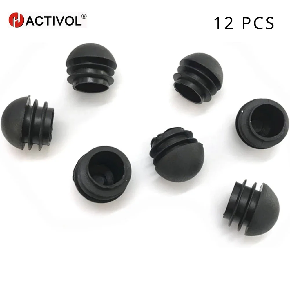 

12pcs Plastic Round Hole Plugs, Chair Legs and Furniture Metal Pipe Hardware Plugs, Fences, Black End Caps with Round Head