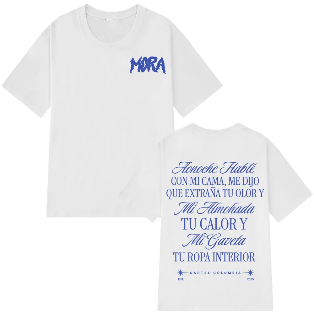 Cantante MORA OTRA NOCHE SIN DORMIR, camiseta gráfica de moda para hombres y mujeres, camiseta de hip-hop, camisetas cómodas informales de algodón de manga corta