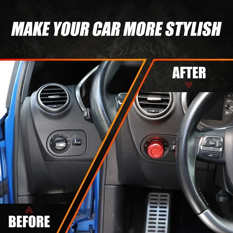 

For SEAT Leon León Mk2 1P 2008-2012 Aluminum Alloy Car Central Control Headlight Switch Knob Cover Trim Accessories