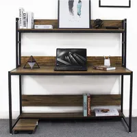 Simple Computer Desk Component Office Desk Bookshelf Student Desk Steel and Wood Combination