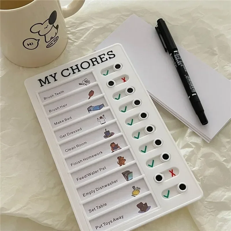 Reusable My Chores Checklist Daily Planner Memo Plastic Board Chore Chart Responsibility Behavior for Kid Self-discipline Card