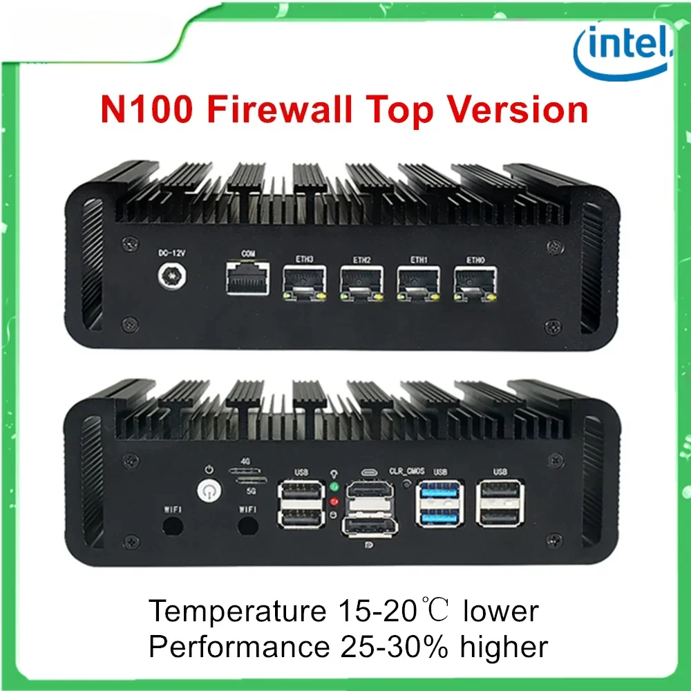 

4x2,5G безвентиляторный мини-ПК Intel N150 N100 N4000 Версия i226-V Брандмауэр Маршрутизатор ПК Proxmox VPN Сервер pfSense OPNsense