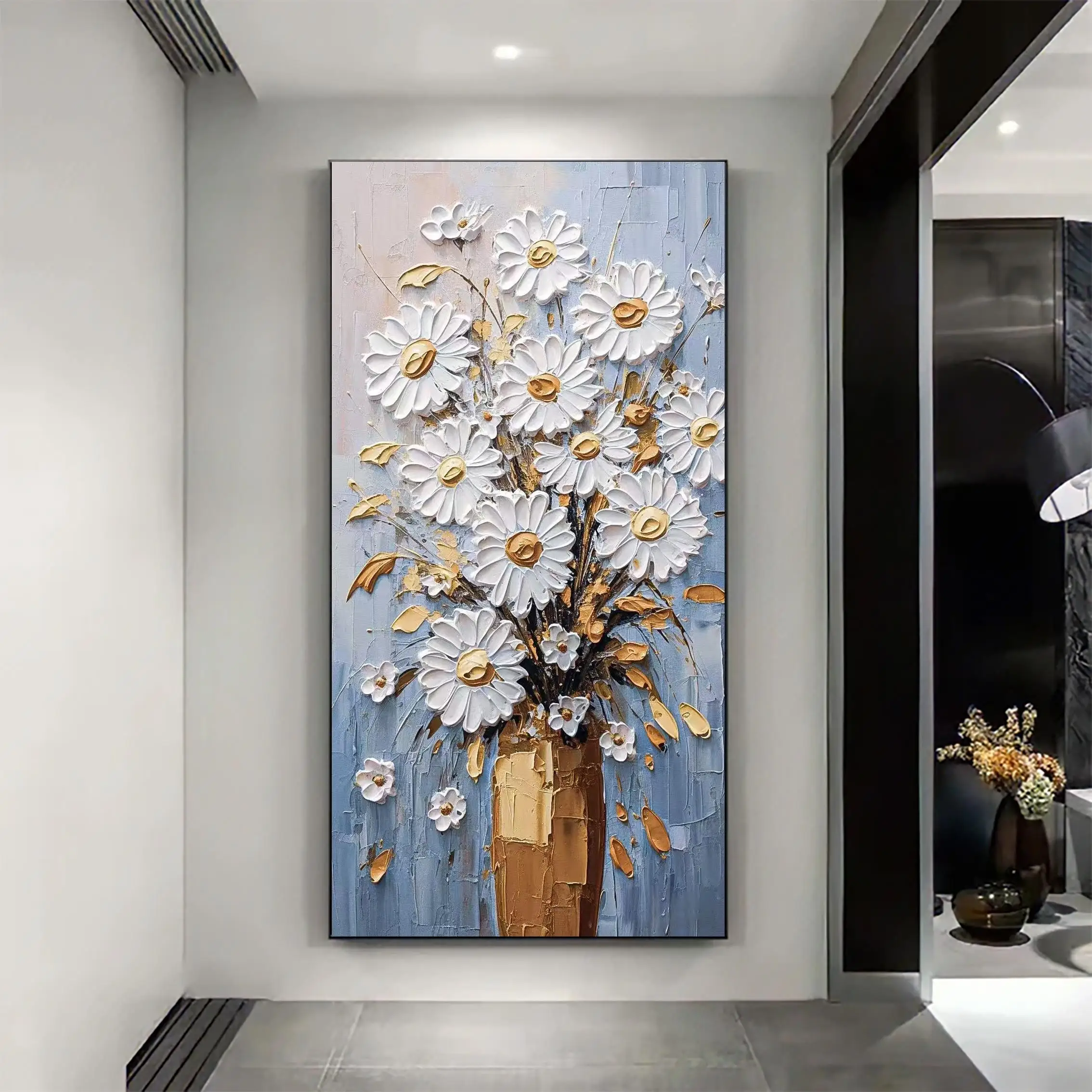 Abstract Modern White Flower Vase Canvas Painting Poster and Prints,Nordic Style Wall Art For Living Room Home Deacor No Frame