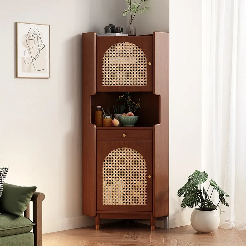 

Corner Cabinet Living Room Solid Wood Cherry Wood Shelf