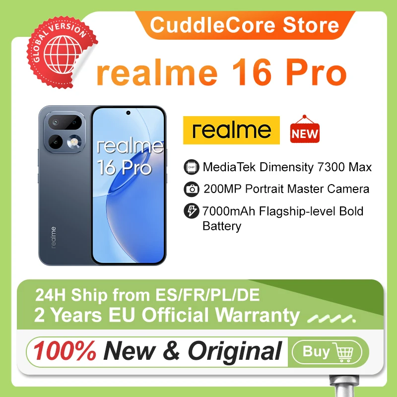 Realme 16 pro 5G smartphone euro Edition to Alimed inches 144hz screen MediaTek dimension Max 200mp camera 6500mah battery 45W Charge