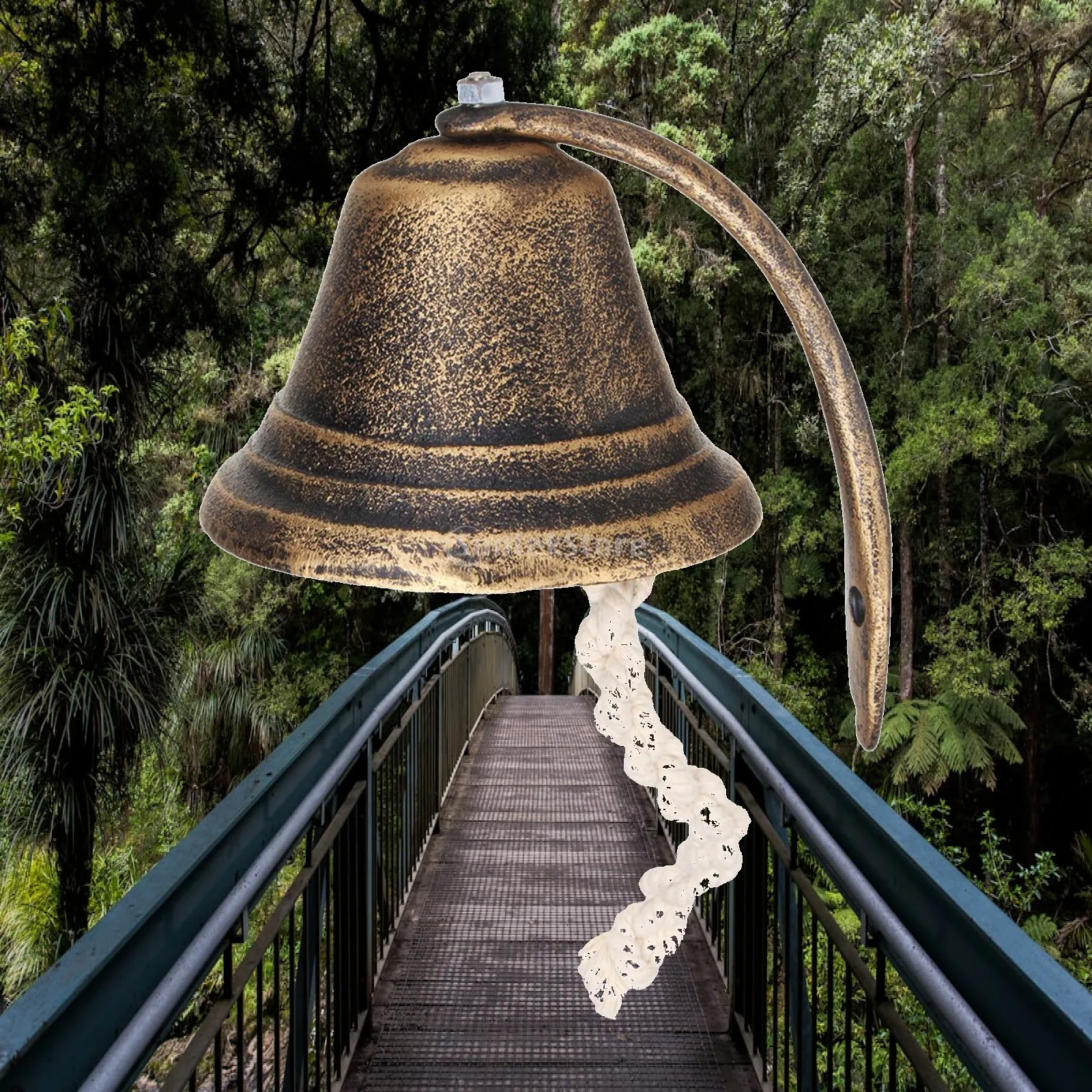 Classic Bronze Iron Door Bell Sturdy Wall Ornament Clear Chime Porch Bell for Shops Restaurants Families Gardens
