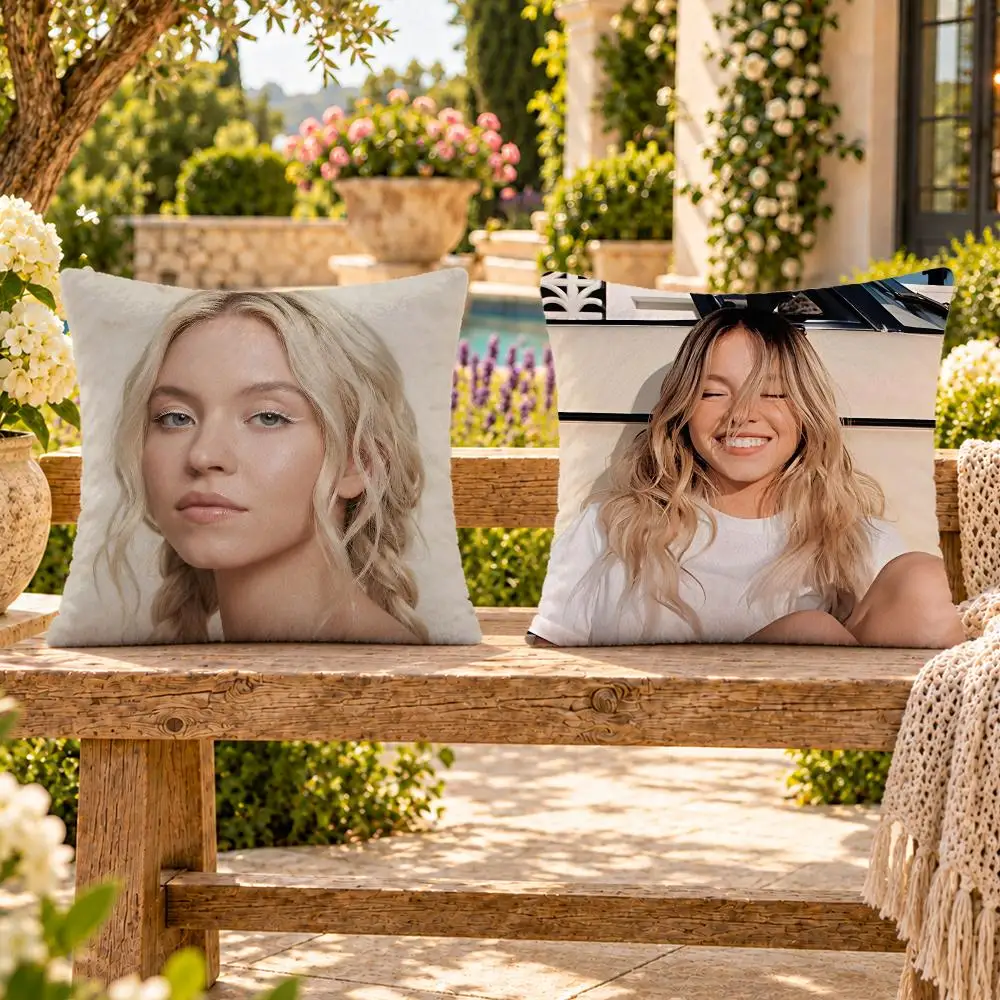 Actor Drama Sydney Sweeney Cushion Cover Soft Plush Throw Pillow Cover Washable Sofa Bed Patio Chair Home Decor