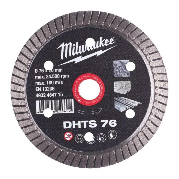 `Milwaukee 4932464715 76mm DHTS 76 Diamond Cutting Disc Turbo Blade for Tile Stone Concrete Mini Angle Grinder`