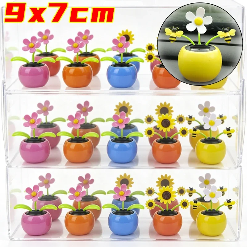 Car Mini Solar Flower Dashboard Decoration No Battery Required Car Swinging Sunflower Ornament Solar Powered Dancing Flower