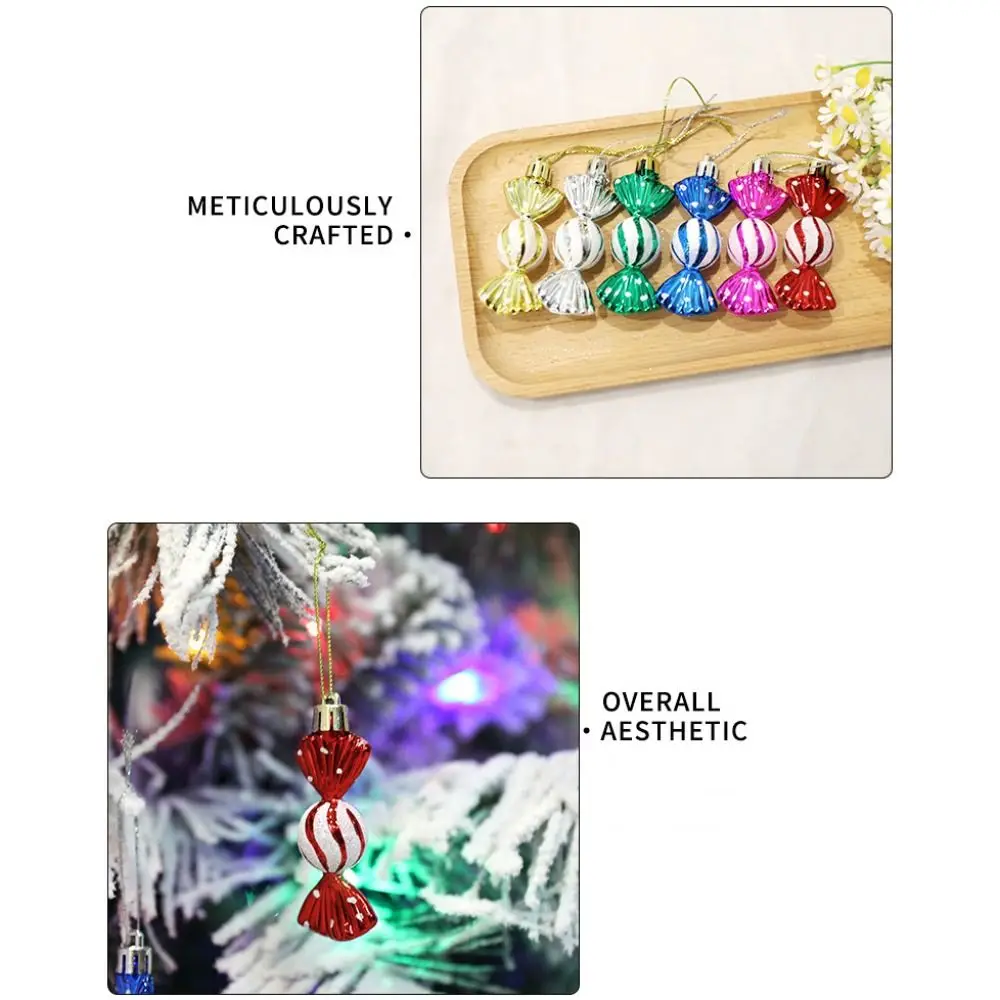 6pcs Portable Plastic Christmas Hanging Decoration Candy Electroplated Xmas Ornament Ball Multicolor Red Gold Xmas Baubles