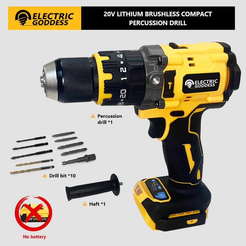 Electric Goddess Impact Driver Screwdriver Electric Impact Drill Brushless Motor Cordless Rechargable For 20V Dewalt Battery