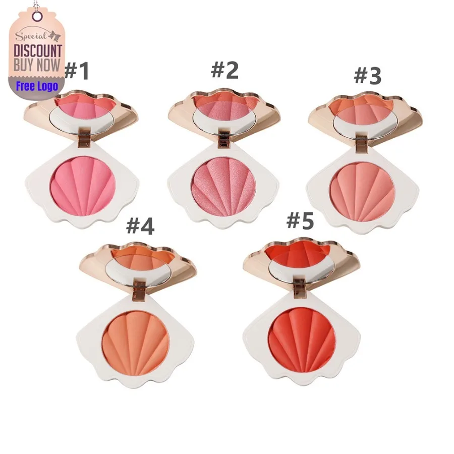 

Custom 5colors Shell-shaped Blush Powder Monochrome Blush Palette Matte Long-lasting Natural Cheek Contour Tint Bulk Face Makeup