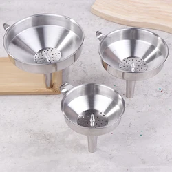 304 Thickened Stainless Steel Funnel With Detachable Filter Wide Mouth Funnels For Canning Kitchen Oil Leakage Filter
