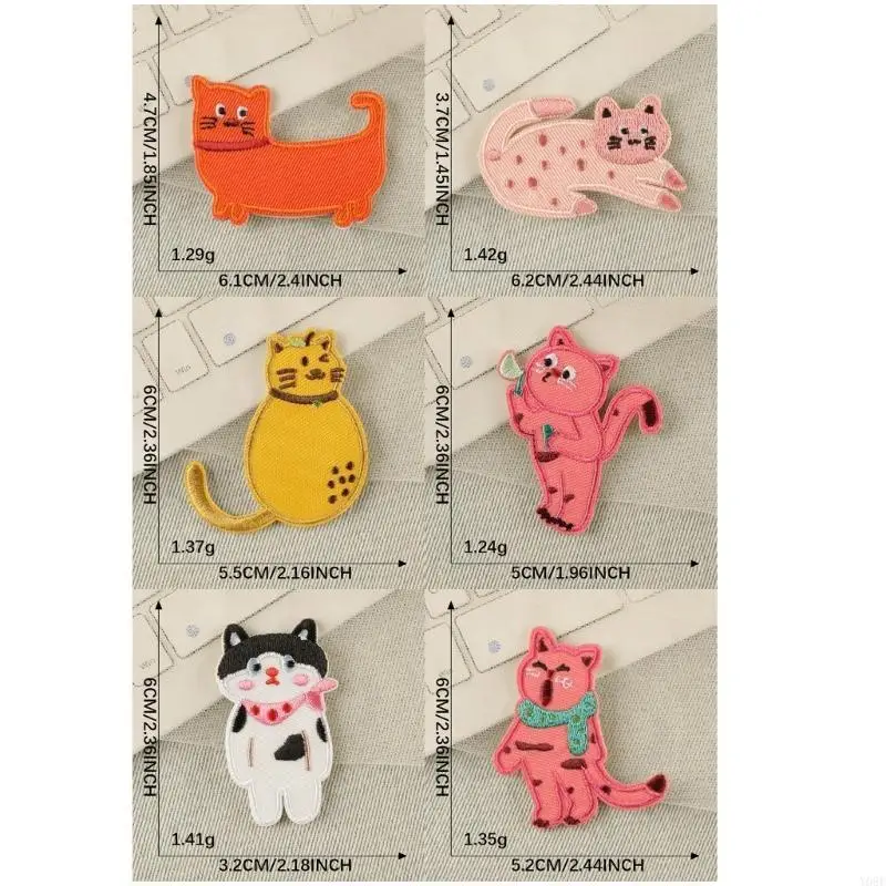 6 pezzi Applique patch da ricamo patch gatti ferro patch cucite patch y08e