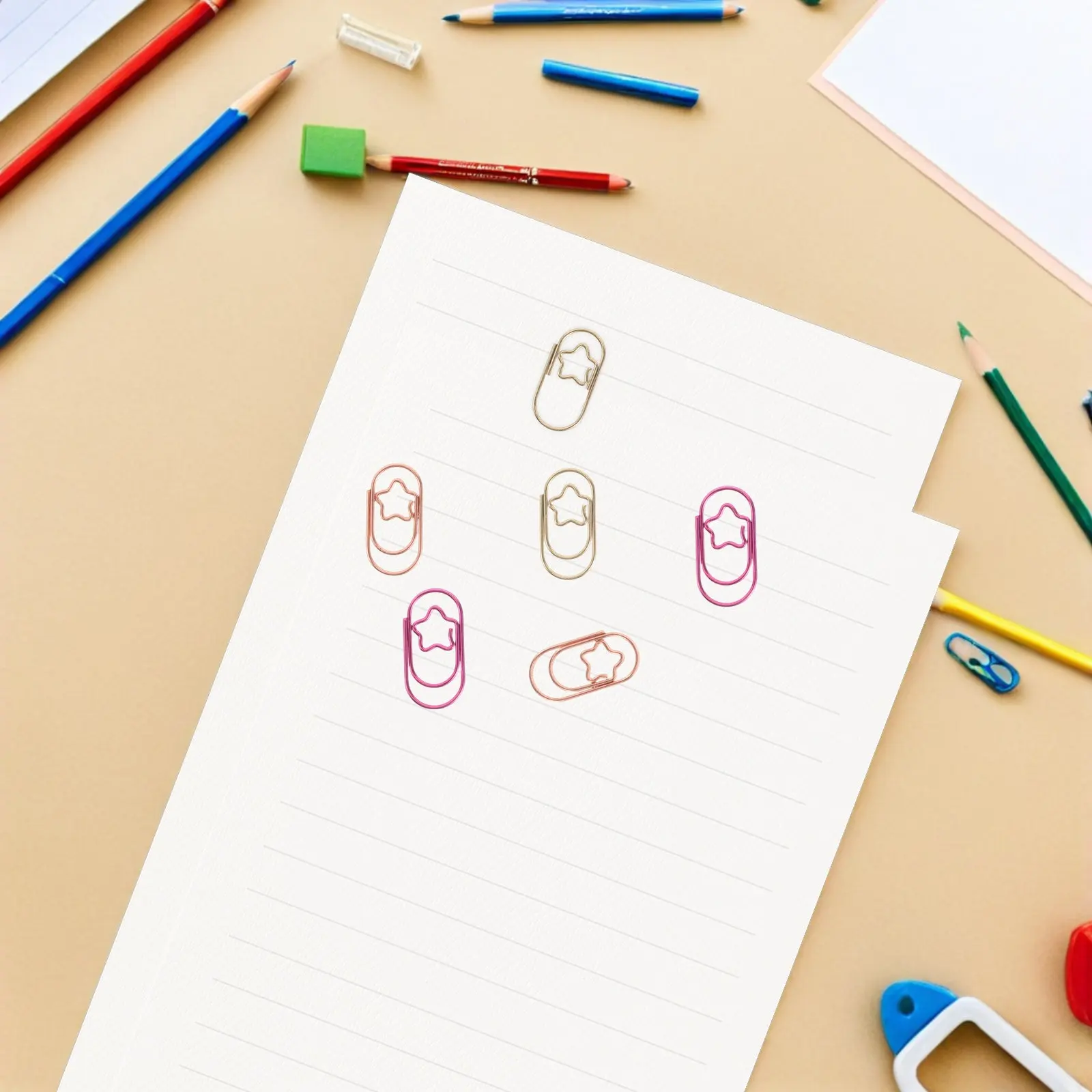 

80Pcs Star Shaped Paper Clips Mini Metal Office Supplies Decorative Clips for Invitations Planner School Stationery Organization