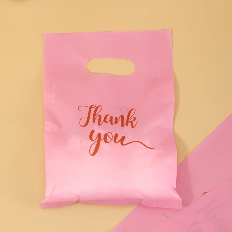 100 Stück Dankeschön-Geschenktüten aus Kunststoff, Einkaufstasche, Einkaufstasche, 20 x 30 cm, Geschenktüten, Geburtstag, Hochzeit, Party, Gastgeschenke, Süßigkeiten, Kekse, Verpackung – Detail 5