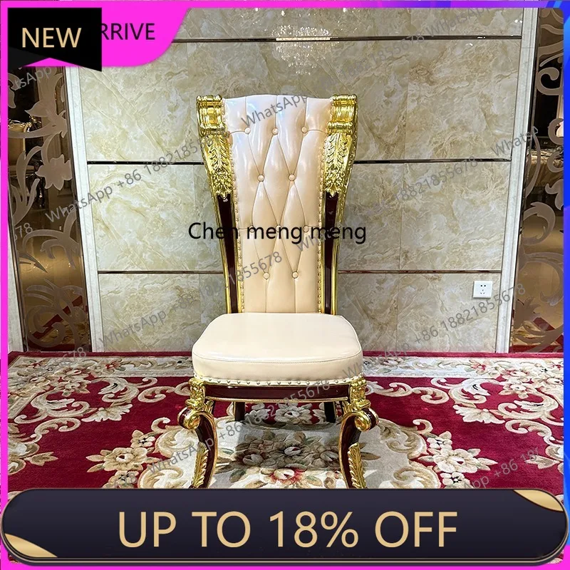 

M78 French leather dining chair dining room soft bag chair luxury first layer cowhide solid wood chair