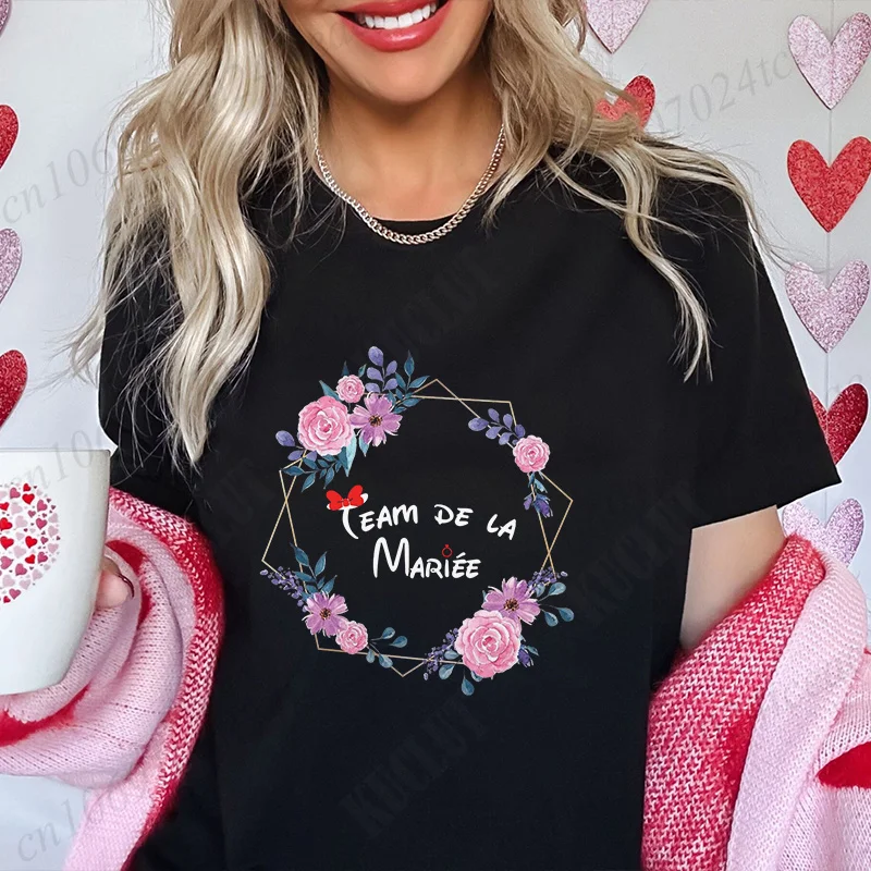 EVJF Future Bride T-shirt Bridal Wedding Team Bride Bridesmaid Tops Women Bachelorette Party Shirt Flower Crown Graphic Tees