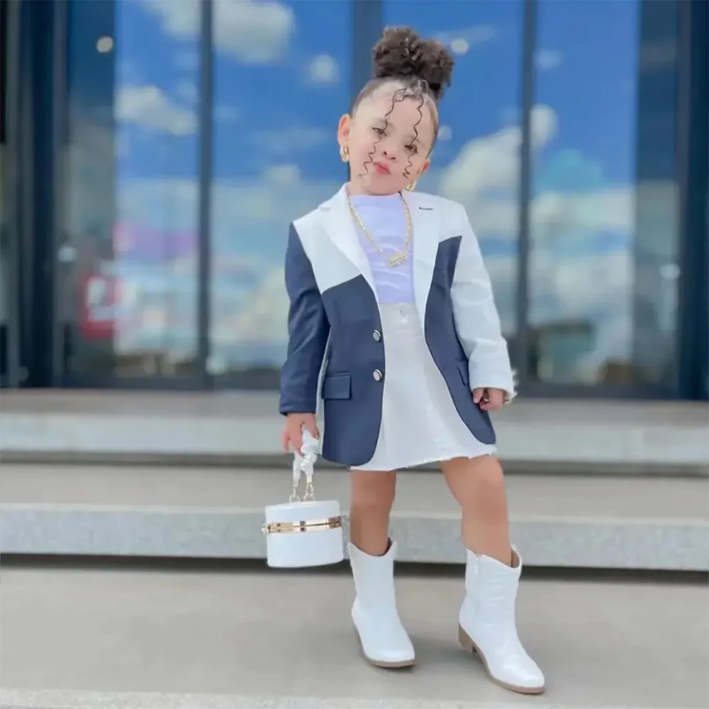 

Детский пиджак-блейзер для девочек, на заказ, однобортный, с отложным воротником, стандартной длины, 1 шт., комплект для торжественных мероприятий