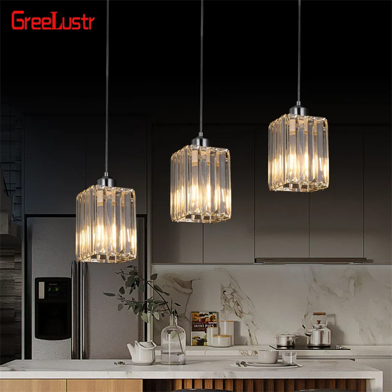 

Modern Indoor K9 Crystal Pendant Light Nordic Chandelier Home Decor Fixtures For Porch Hallway Kitchen E27/E26 Socket Lustres