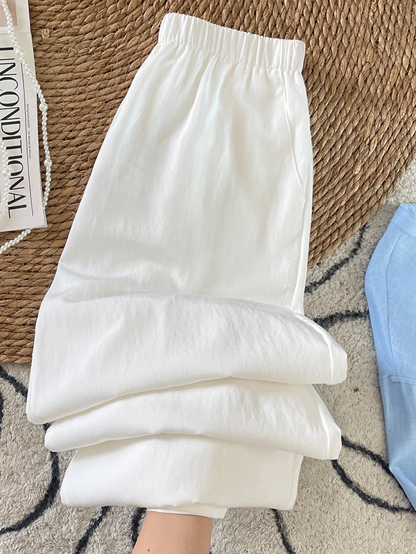 

Широкие брюки Laid-ba из хлопка и льна, повседневные, прямого кроя, тонкие, летние, свободные, женские, удобные, дышащие, свободного кроя