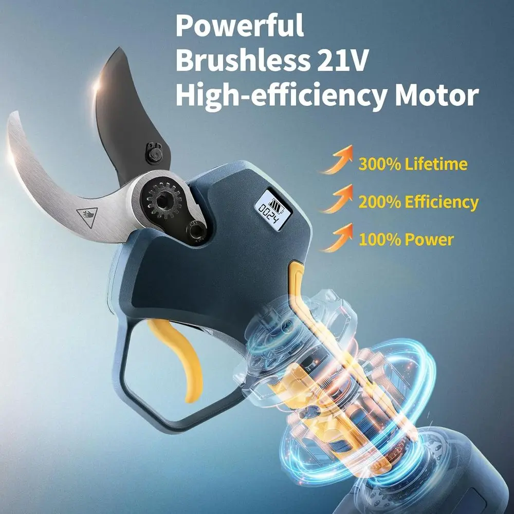 กรรไกรตัดกิ่งไร้สายแบบ 2-in-1 พร้อมมอเตอร์ไร้แปรงถ่าน ขนาด 40 มม. สำหรับมืออาชีพ พร้อมด้ามต่อ 1.6 นิ้ว ใช้ได้กับแบตเตอรี่ Makita 18V