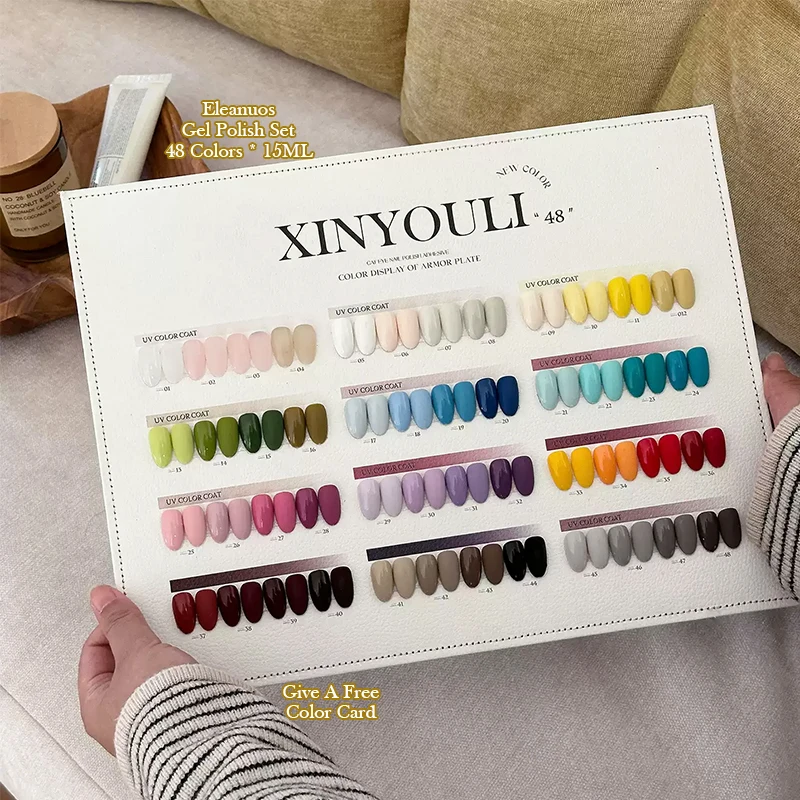 48 Colors Korean Style UV Nail Gel Polish Set Soak Off LED Curable Long Lasting High Pigment Salon Grade Nail Art Gel With Color