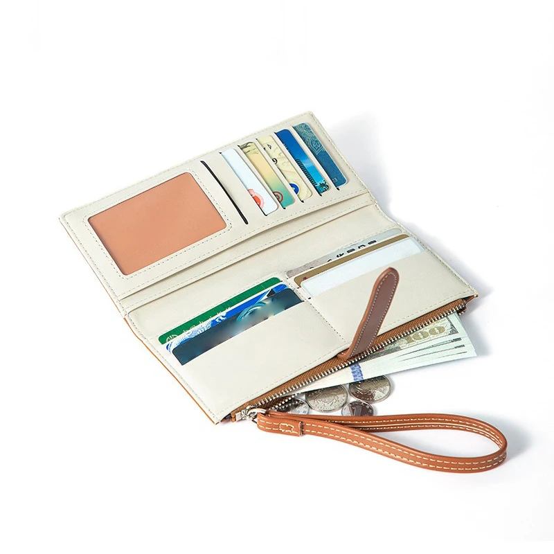 1pc Luxury Designer Women's Wallet PU Leather Long Purse for Women Card Holder Handbag with Zip Pocket Simple Clutch Bag