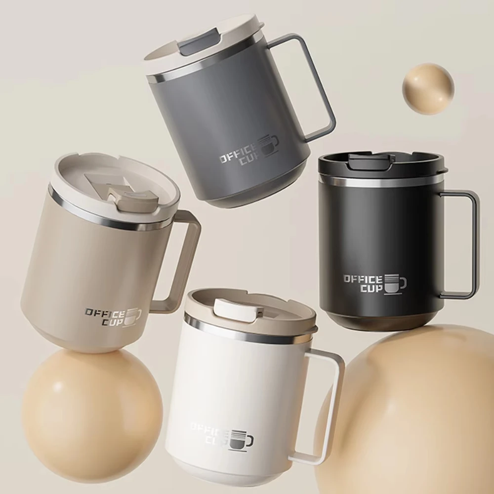

Double Wall Insulated Coffee Mug 304 Stainless Steel Milk Coffee Cup WIth Handle Leak-proof Drinking Cup Adult Student Drinkware