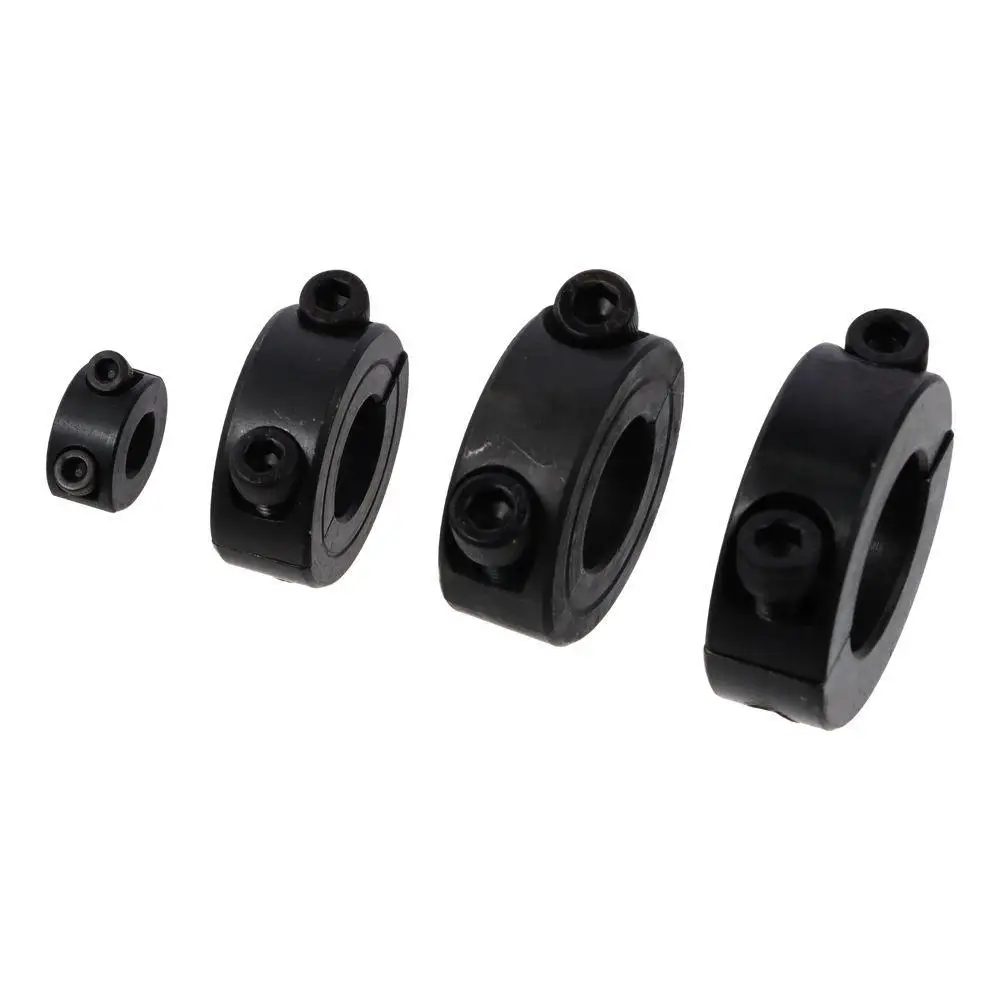 Separated Carbon Steel Shaft Collars Black Inner Diameter 6-55mm Ring Collar Double Split Clamping Collar Industrial Automation