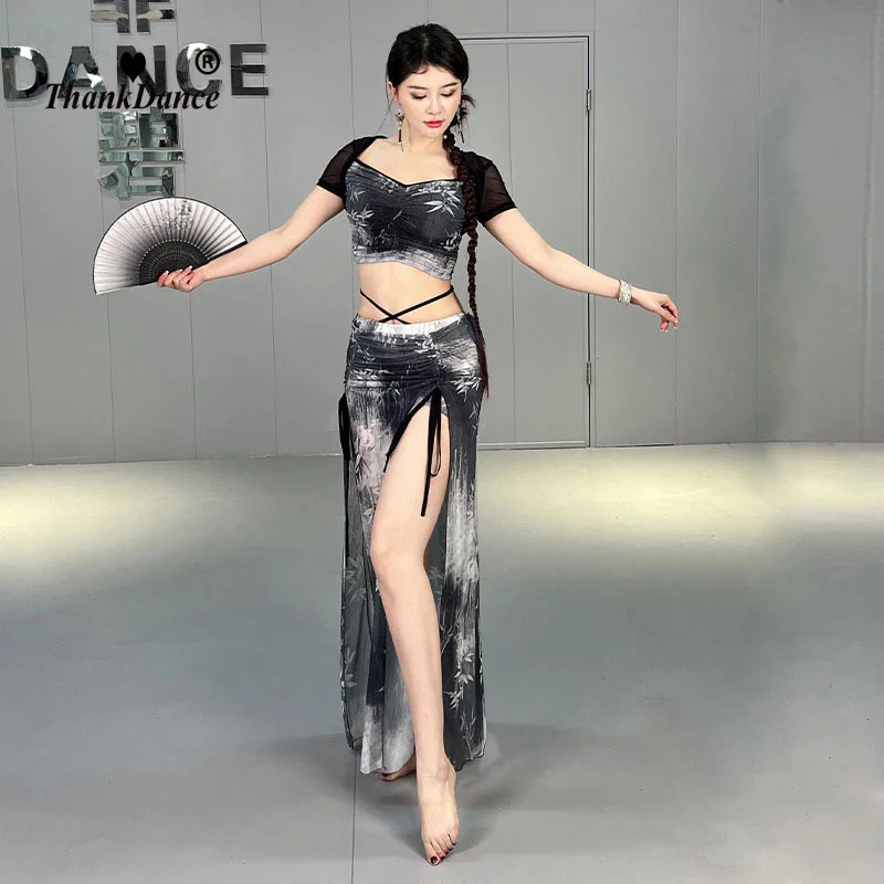 Belly Dance Top Skirt Set Practice Clothes Sexy Women Long Skirt Suit Dance Wear Party Outfit Performance Oriental Stage Costume